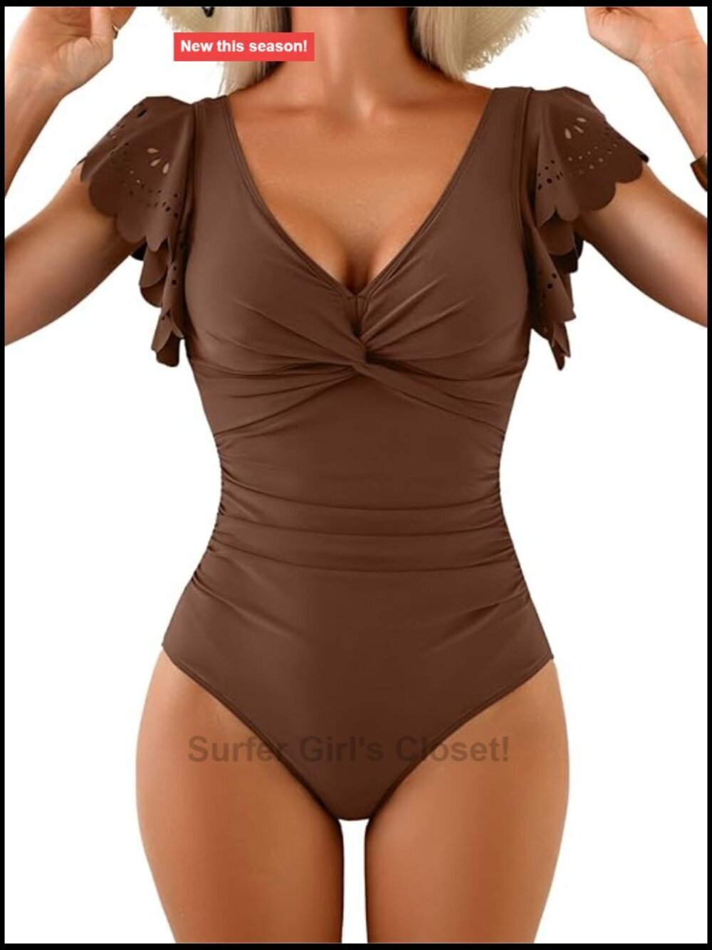 Ruffle One Piece Swimsuit Tummy Control Cutout Twist Swimwear
